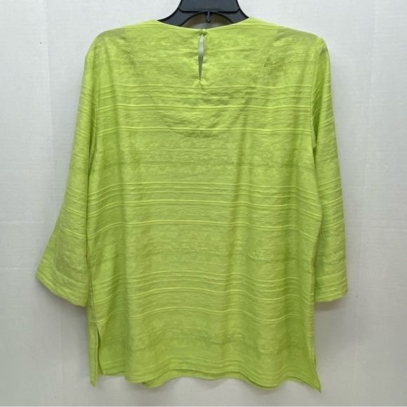 Alfred Dunner Size 14 Green Pullover Blouse 3/4 Sleeves Beads & Lace Mature Top - Picture 2 of 15
